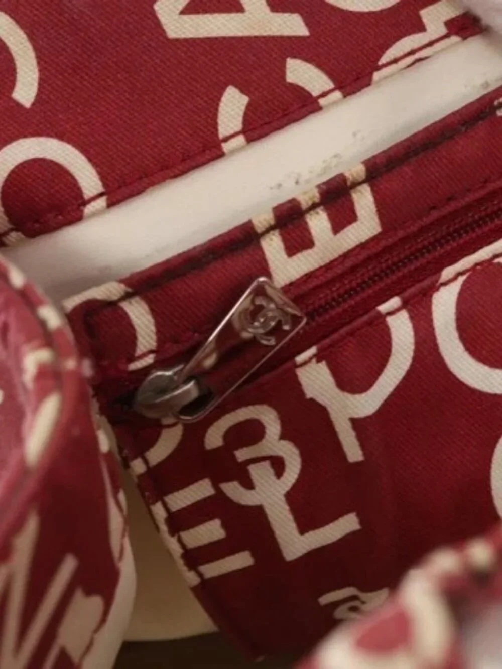 CHANEL By Sea Line Tote Bag Canvas Red CC Auth BA11415A